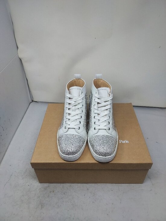 Christian Louboutin White MENS Louis Crystal Strass High Top Wedding Sneaker main image 9